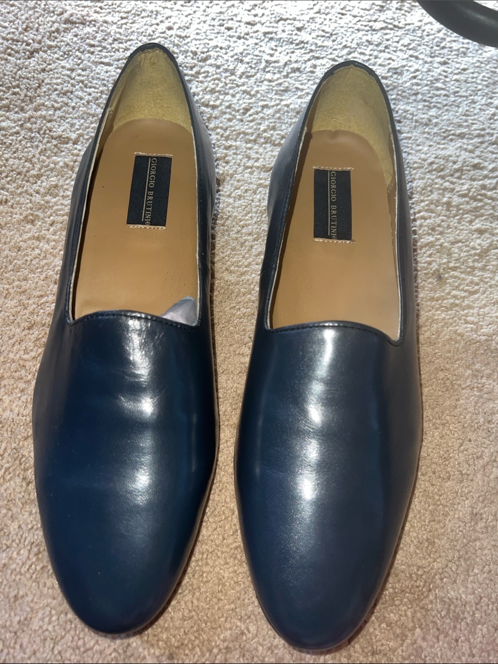 Giorgio Brutini Men's Dark Navy Leather Slip-On Loafers